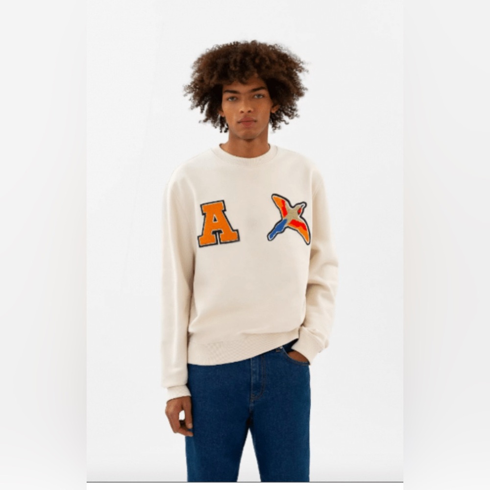 Axel Arigato Cream Sweater with Orange Details